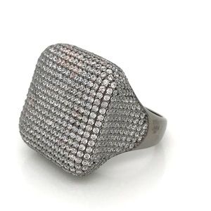 Black and Gray Silver Swarovski Ring 925